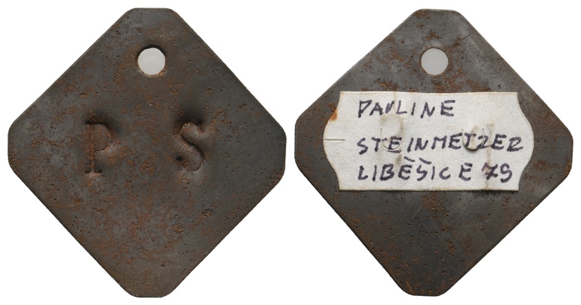  Marke; P S; Pauline Steinmetzer Libesice 79; gelocht   