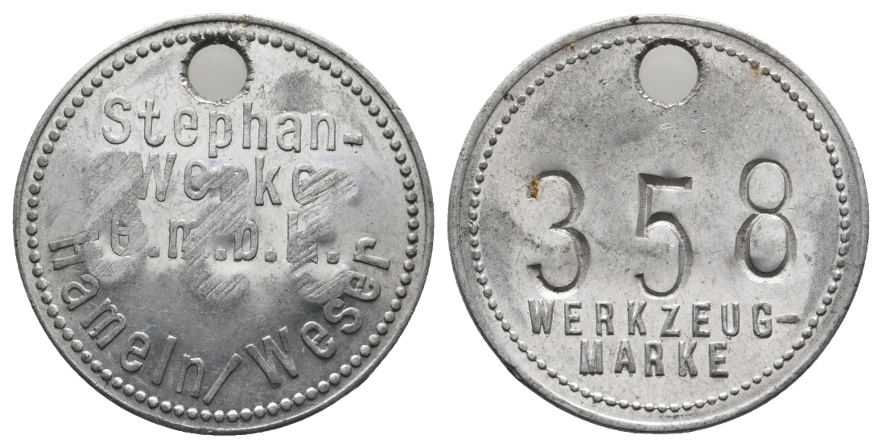  Marke; Hameln/Weser; Stephan. Werke GmbH; Werkzeugmarke 358; gelocht   
