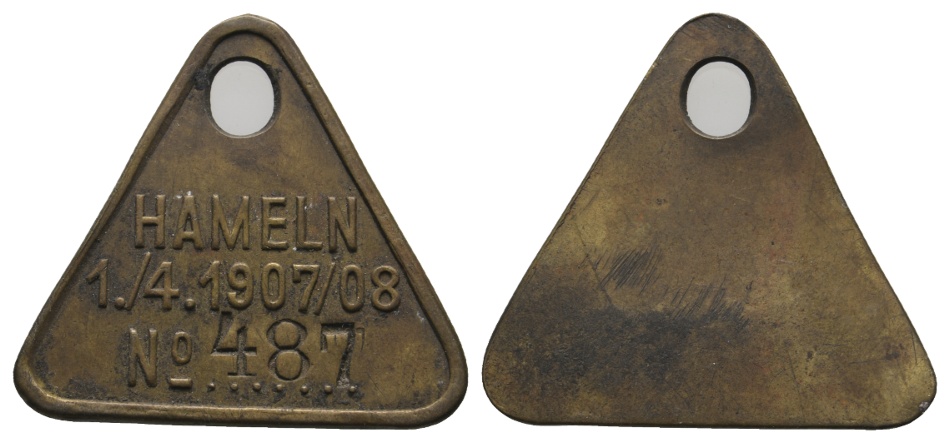  Marke; Hameln; 1./4. 1907/08 No. 487; gelocht   
