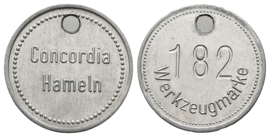  Marke; Hameln; Concordia Hameln; 182 Werkzeugmarke; gelocht   