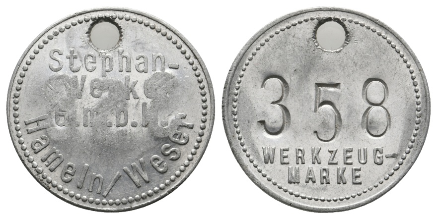 Marke; Hameln/Weser; Stephan- Werke GmbH; Werkzeugmarke 358; gelocht   