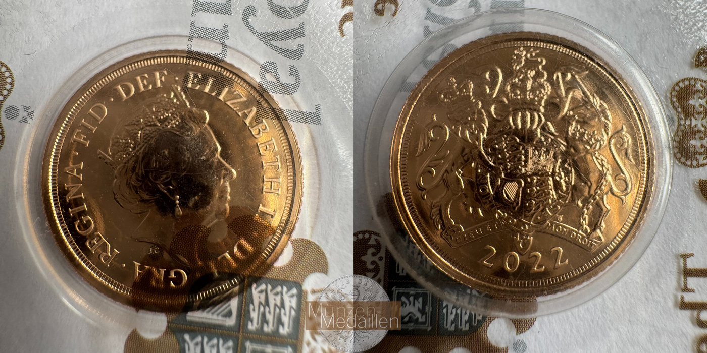 Vereinigtes Königreich ½ Sovereign Elizabeth II 2022 MM-Frankfurt KM#2338 Feingold: 3,658g   