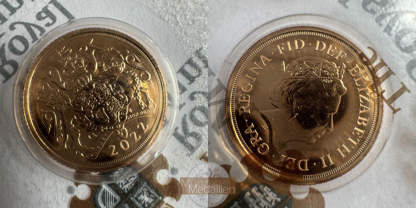  Vereinigtes Königreich ½ Sovereign Elizabeth II 2022 MM-Frankfurt KM#2338 Feingold: 3,658g   