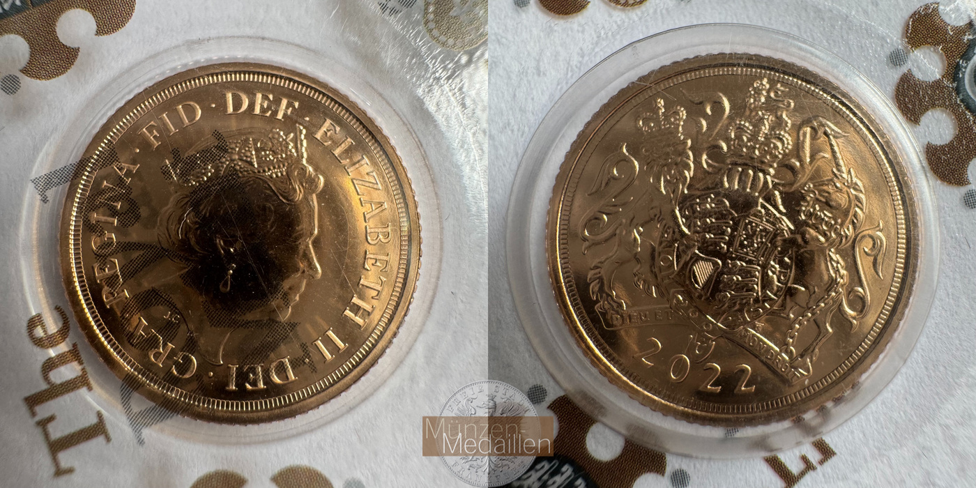  Vereinigtes Königreich ½ Sovereign Elizabeth II 2022 MM-Frankfurt KM#2338 Feingold: 3,658g   