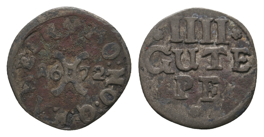 Altdeutschland; Hameln; Kleinmünze 1672   