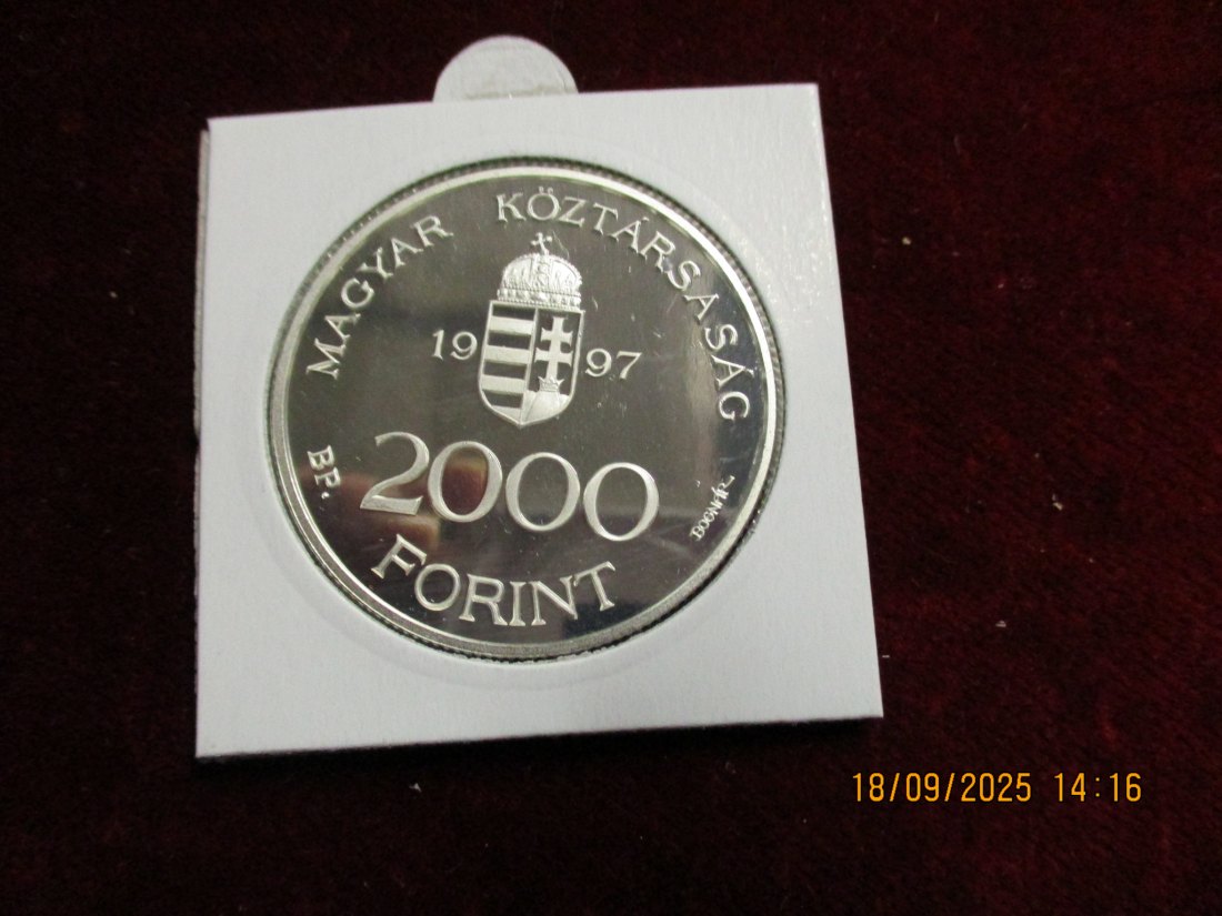  Ungarn 1997 - 2.000 Forint 925er Silber Gewicht: 31,46g   