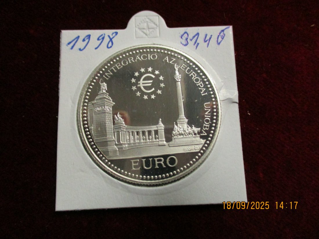  Ungarn 1998 - 2.000 Forint 925er Silber Gewicht: 31,46g   