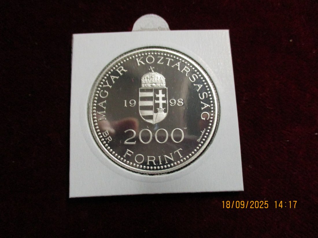  Ungarn 1998 - 2.000 Forint 925er Silber Gewicht: 31,46g   