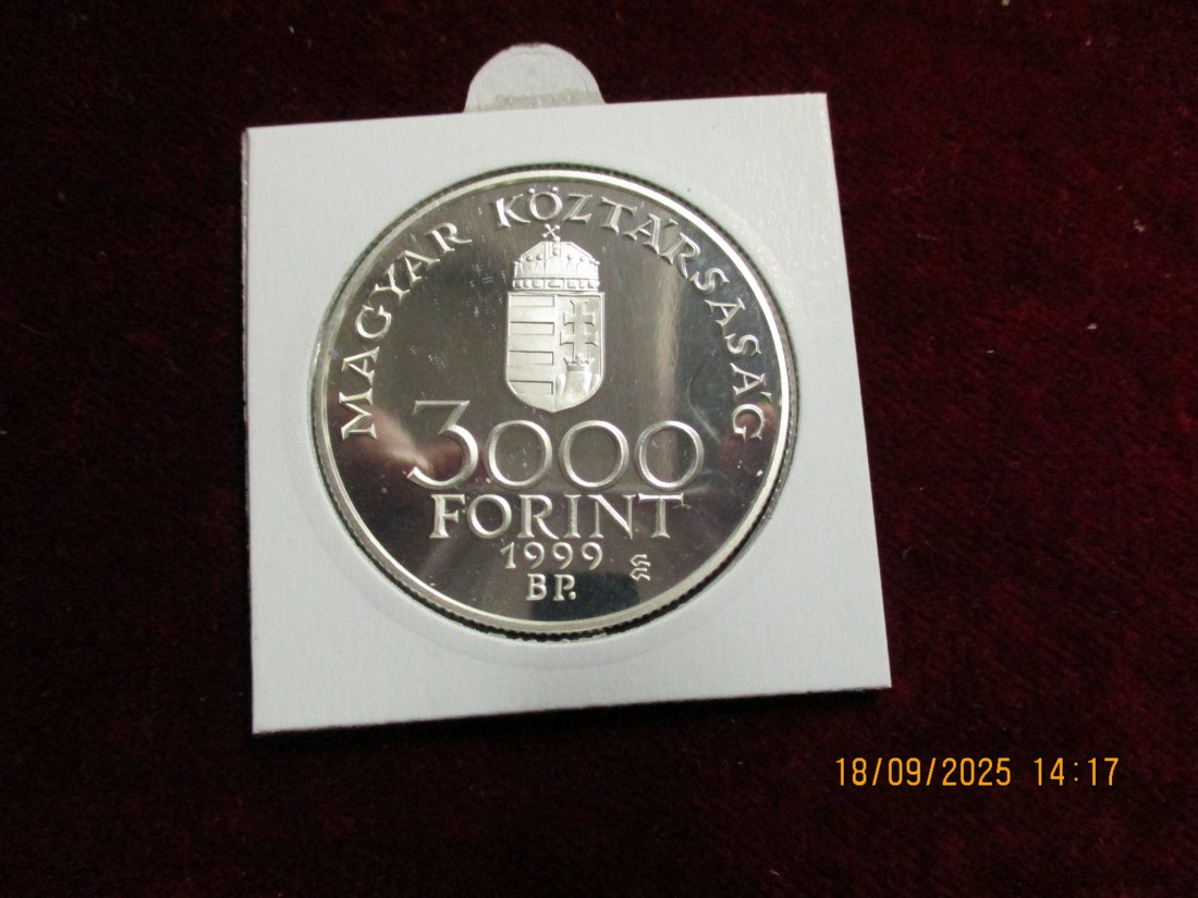  Ungarn 1999 - 3.000 Forint 925er Silber Gewicht: 31,46g   