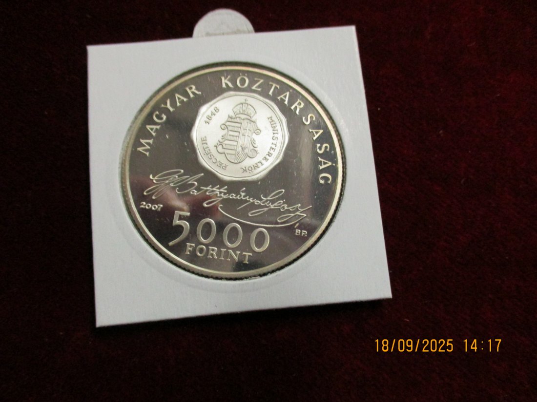  Ungarn 2007 - 5.000 Forint 925er Silber Gewicht: 31,46g   