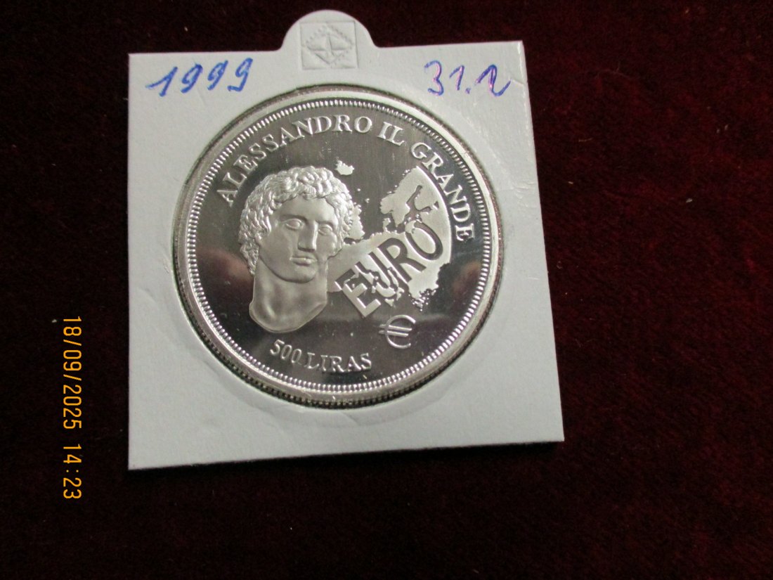  Malta 500 Liras 1999 - 925er Silber Gewicht: 31,1g   