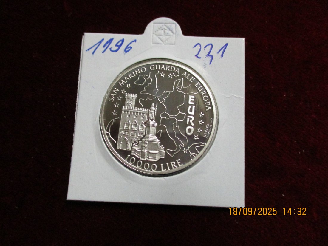  San Marino 1996 - 10.000 Lire 925er Silber Gewicht: 22,1g   