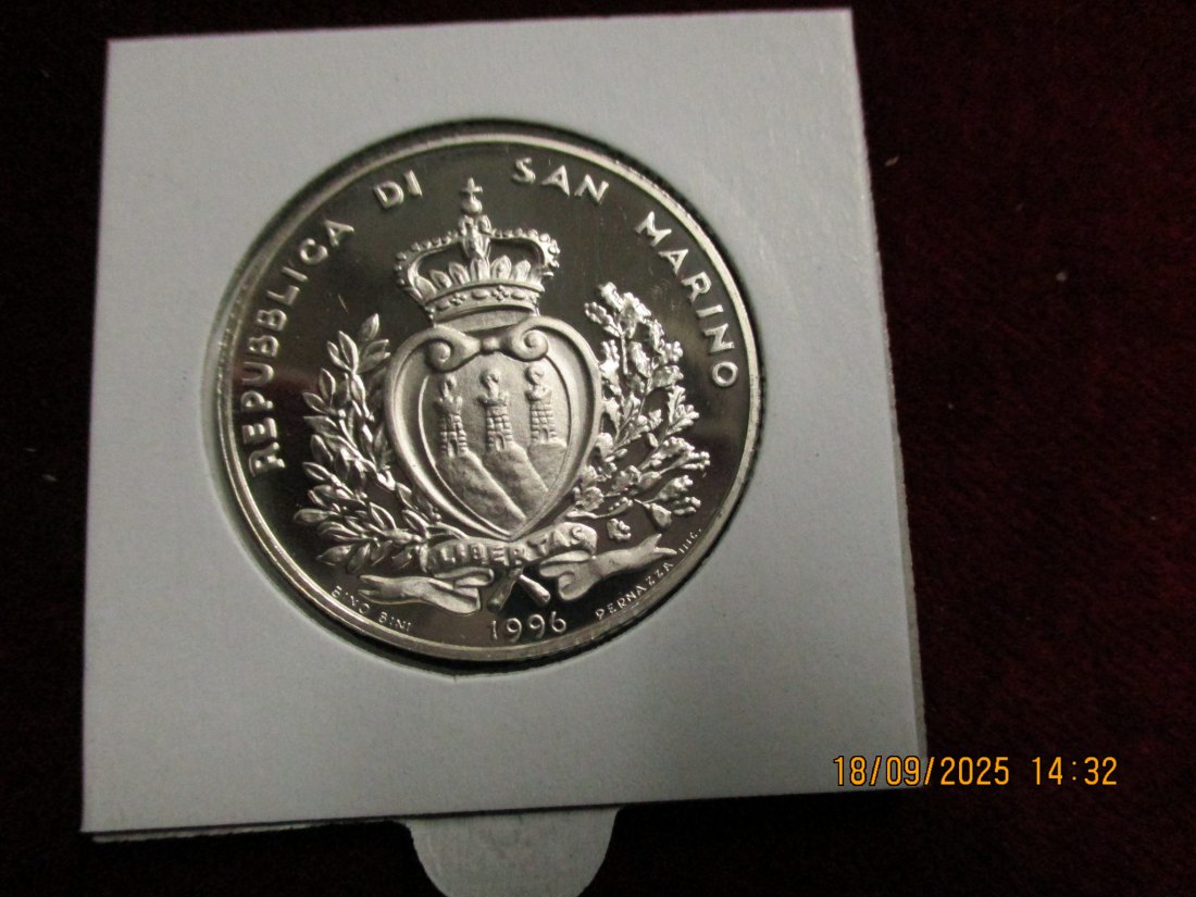  San Marino 1996 - 10.000 Lire 925er Silber Gewicht: 22,1g   