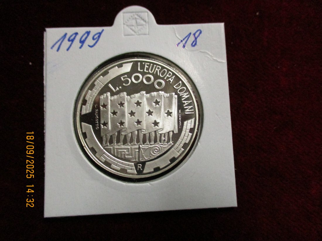  San Marino 1999 - L.5000 Mila 925er Silber Gewicht: 18g   