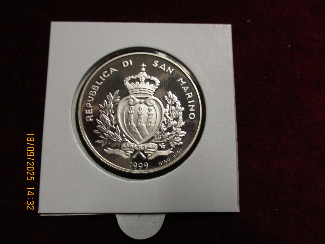  San Marino 1999 - L.5000 Mila 925er Silber Gewicht: 18g   
