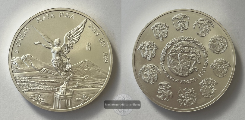  Mexico 5 Unzen Libertad Plata Pura 2013 KM#615 FM-Frankfurt Feinsilber: 155,8g   
