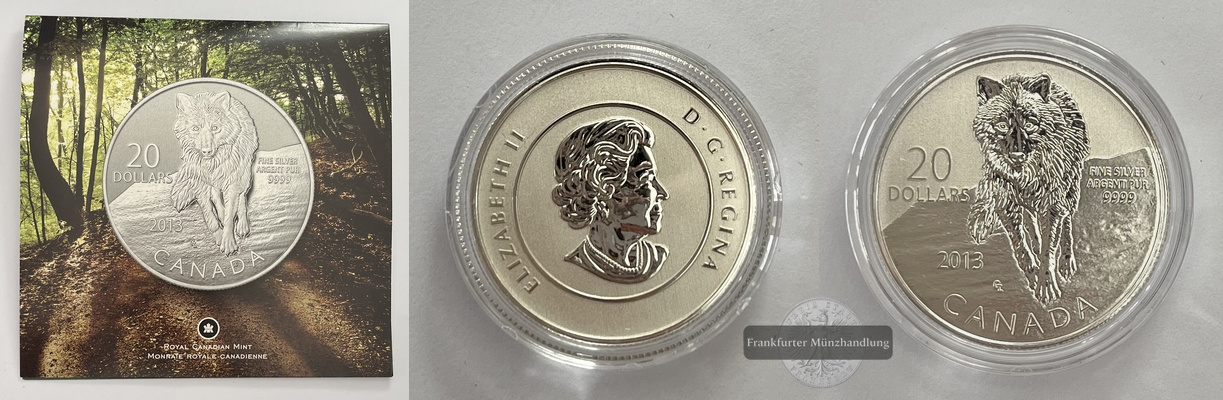  Kanada 20 Dollar 2013 Wolf KM#1511 FM-Frankfurt Feinsilber: 7,95g   