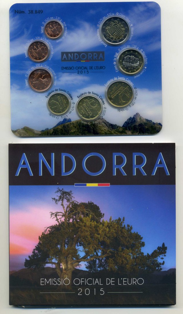  Andorra Original Kursmünzensatz 2015 stempelglanz   