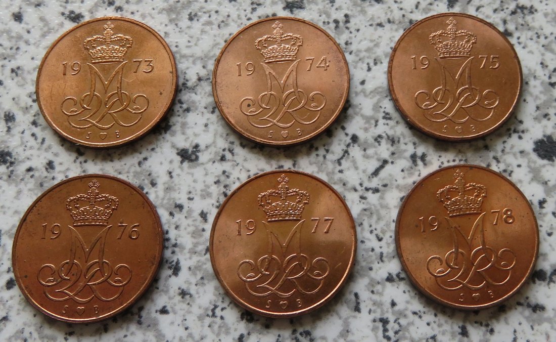  Dänemark 5 Öre 1973 - 1978 S; B, KM 859.1   