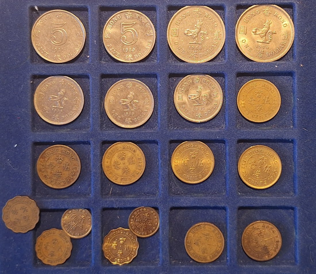  Kronkolonie Hongkong (1843-1997) hier:Queen Elizabeth II,5 Cent bis 5 Hongkong-Dollar 120g   
