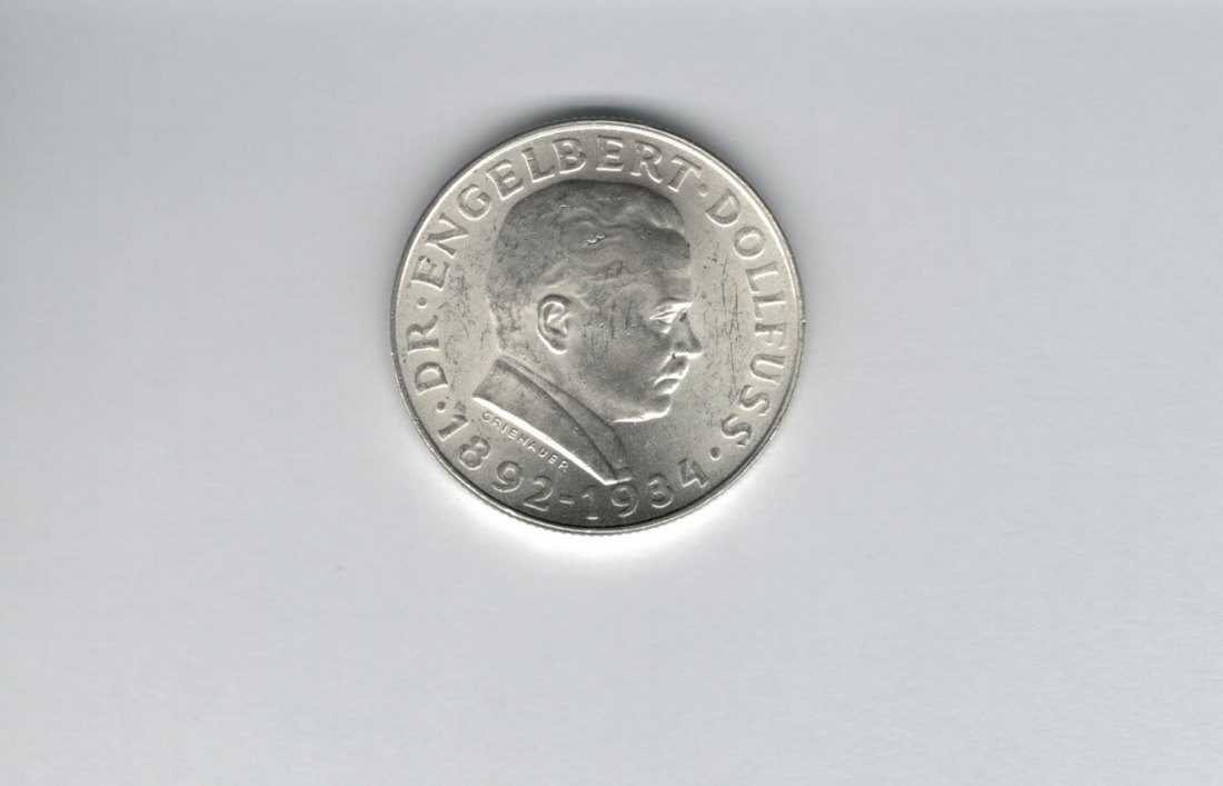  2 Schilling 1934 Engelbert Dollfuss 7,68g fein Ag 1. Rep Österreich Spittalgold9800 (2074/6   
