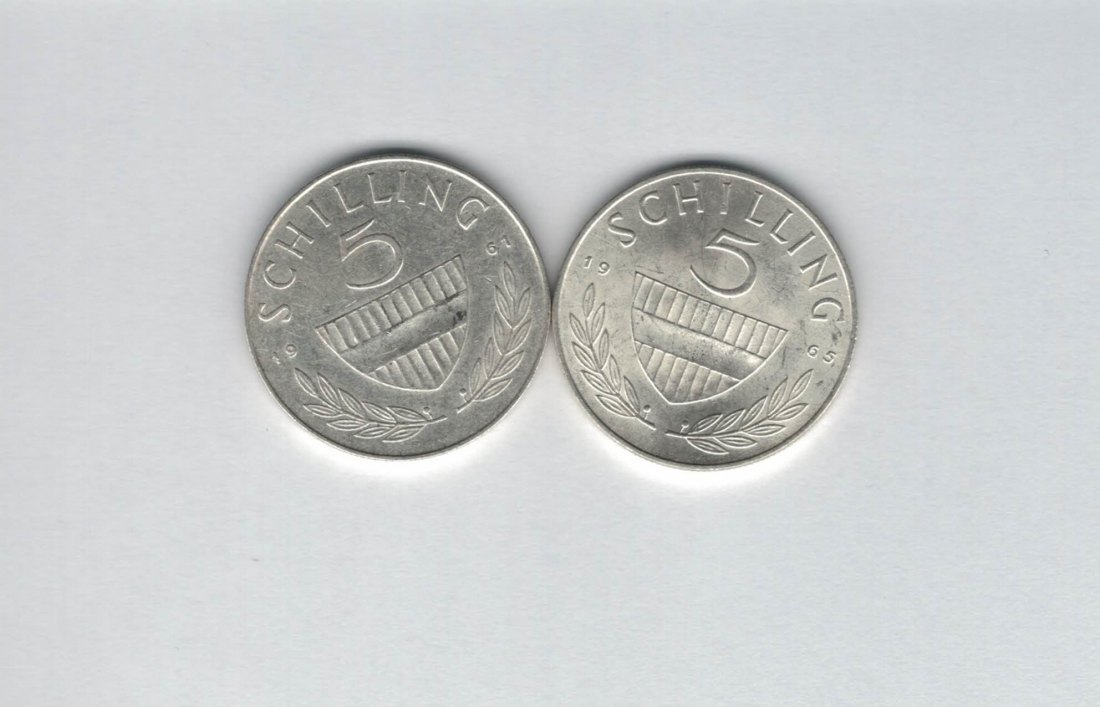  5 Schilling 1961 1965 2 Stk silber á 3,32 fein Österreich Spittalgold9800 /1054   