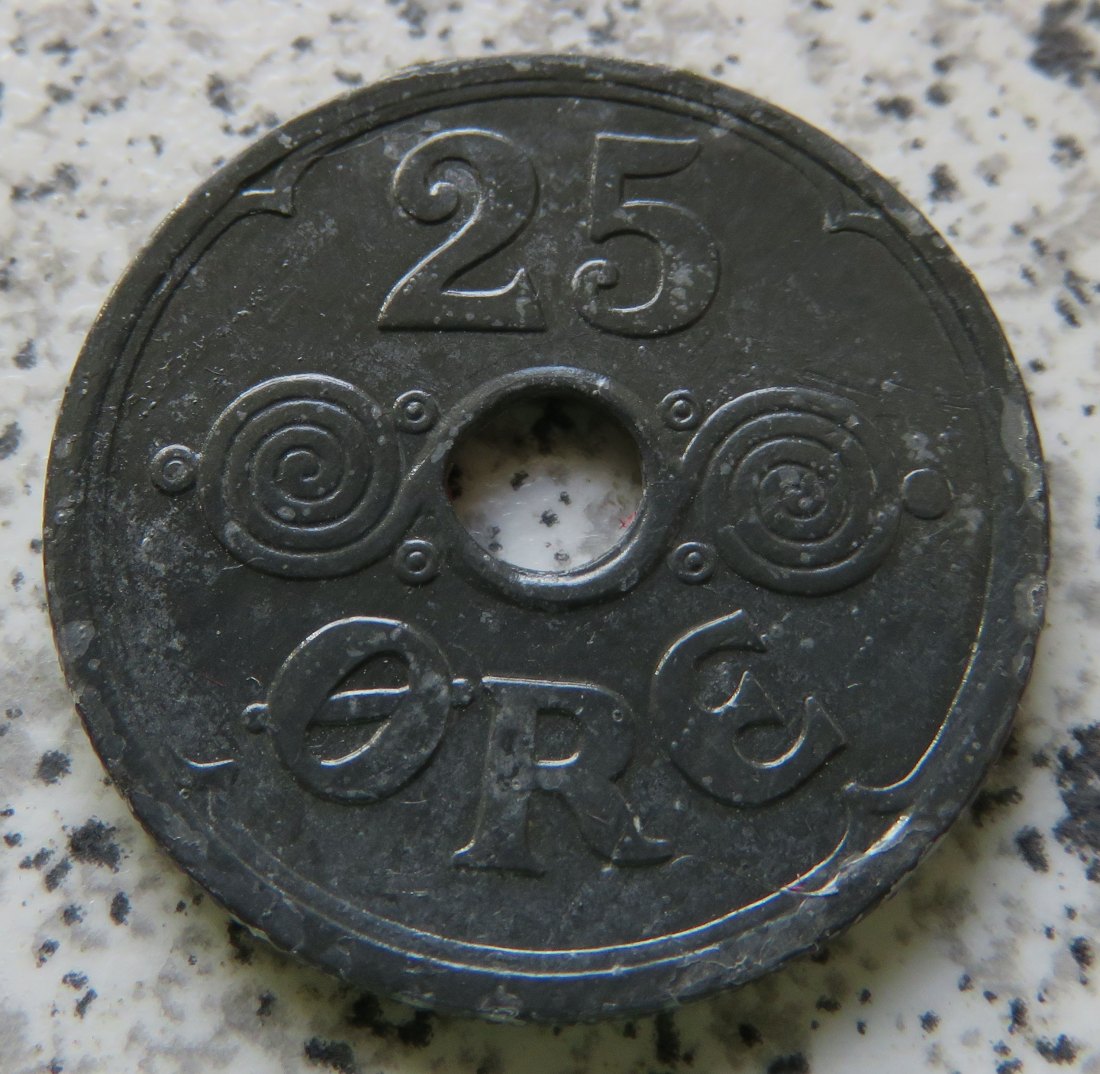  Dänemark 25 Öre 1943, zaponiert   