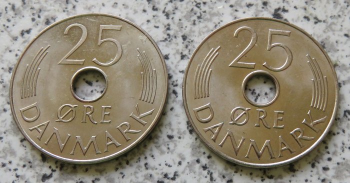  Dänemark 25 Öre 1987 und 1988, KM 861.3   