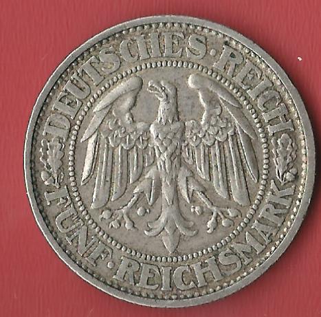  Weimar 5 Mark Eichbaum 1932 D  Koblenzer Muenzen Studio Münzankauf Koblenz Frank Maurer AL504   