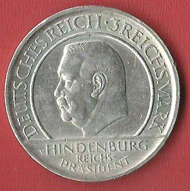  Weimar 3 Mark Schwurhand 1929 F Koblenzer Muenzen Studio Münzankauf Koblenz Frank Maurer AL507   