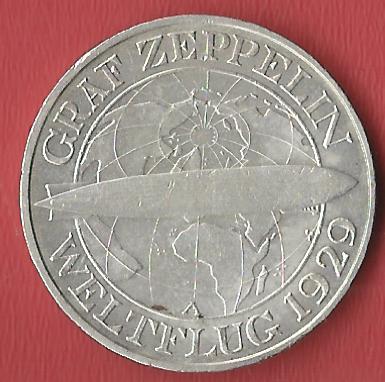  Weimar 3 Mark Zeppelin 1929 A Koblenzer Muenzen Studio Münzankauf Koblenz Frank Maurer AL508   
