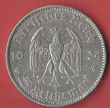  Weimar 5 Mark Garnisonskirche 1934 A Koblenzer Muenzen Studio Münzankauf Koblenz Frank Maurer AL513   
