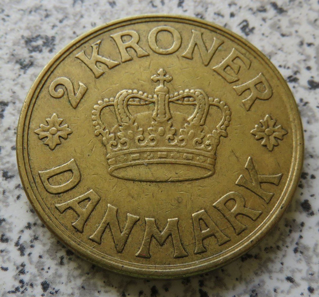  Dänemark 2 Kroner 1938, selten   