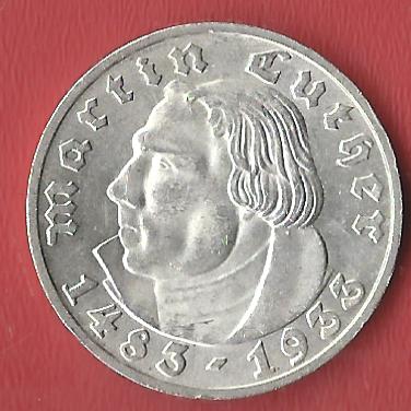  Weimar 5 Mark Luther 1933 D st- Koblenzer Muenzen Studio Münzankauf Koblenz Frank Maurer AL514   