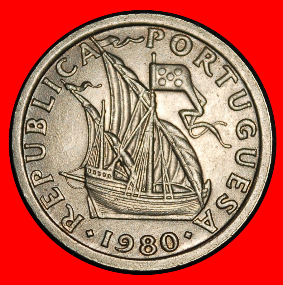  Ⰶ 25 SILVER BEZANTS (1963-1986): PORTUGAL ★ 2.50 ESCUDOS 1980 SHIP!★LOW START ★ NO RESERVE!   