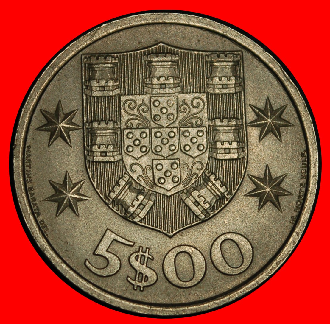  Ⰶ 25 SILVER BEZANTS (1963-1986): PORTUGAL ★ 5 ESCUDOS 1970 SHIP!★LOW START ★ NO RESERVE!   