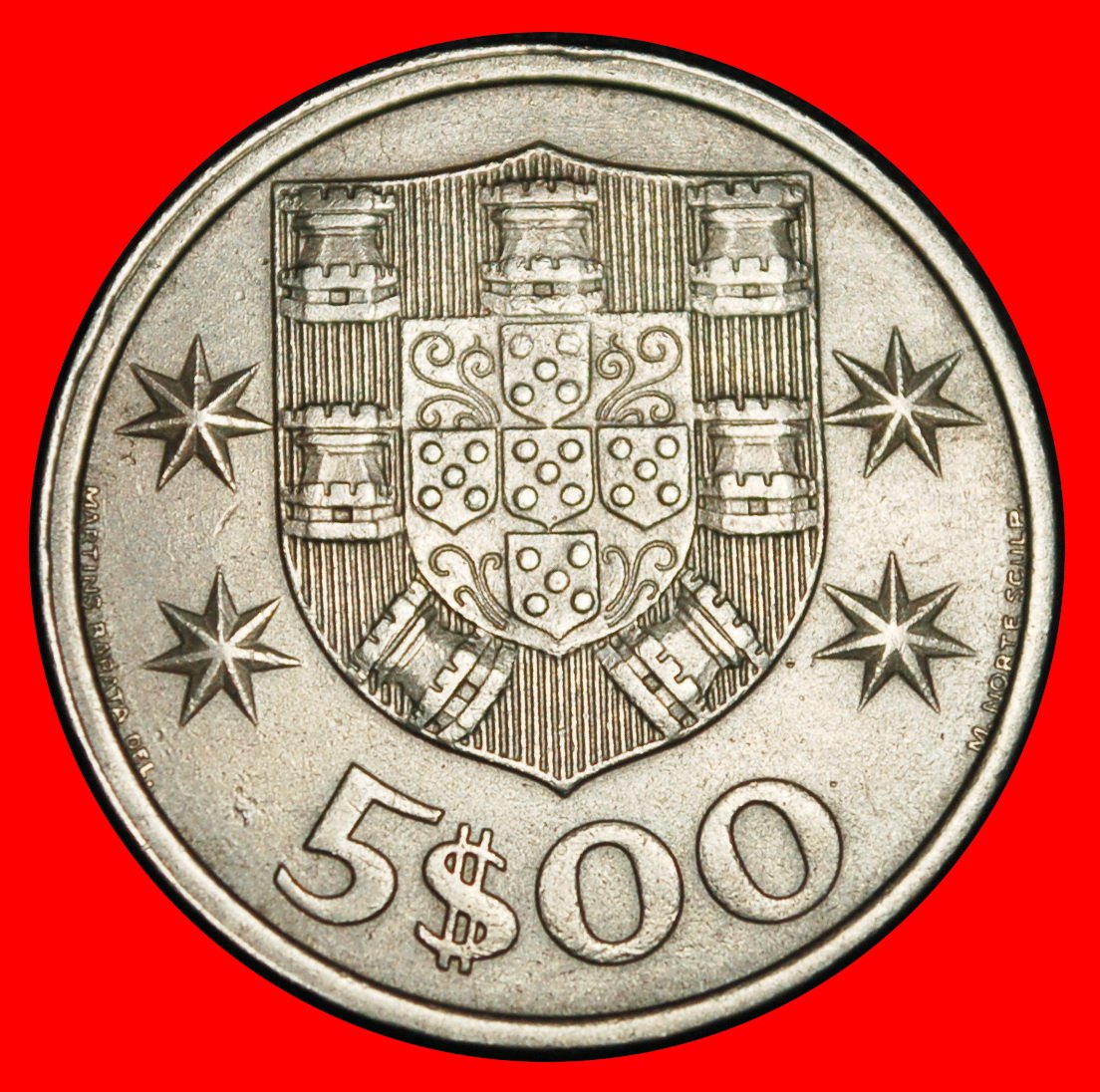  Ⰶ 25 SILVER BEZANTS (1963-1986): PORTUGAL ★ 5 ESCUDOS 1974 SHIP!★LOW START ★ NO RESERVE!   