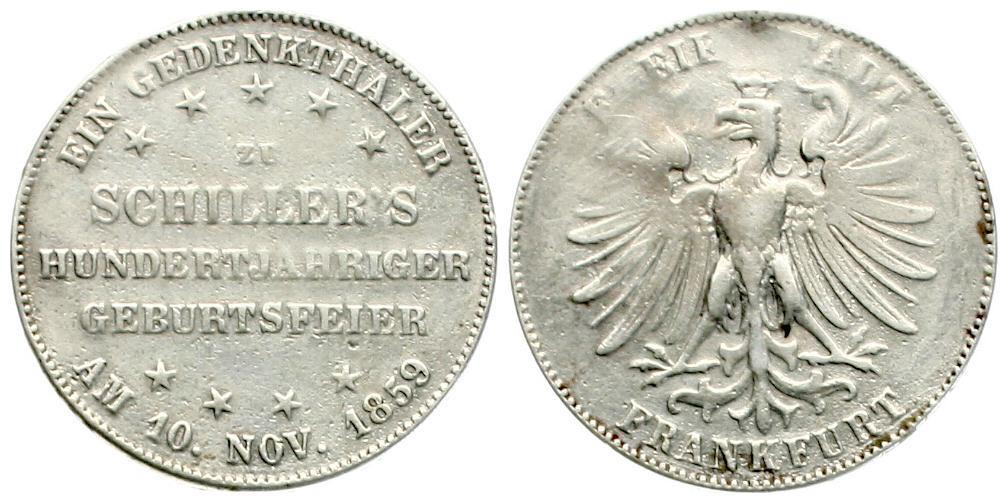  Frankfurt: Gedenktaler 1859 auf Schiller, siehe Bilder!   
