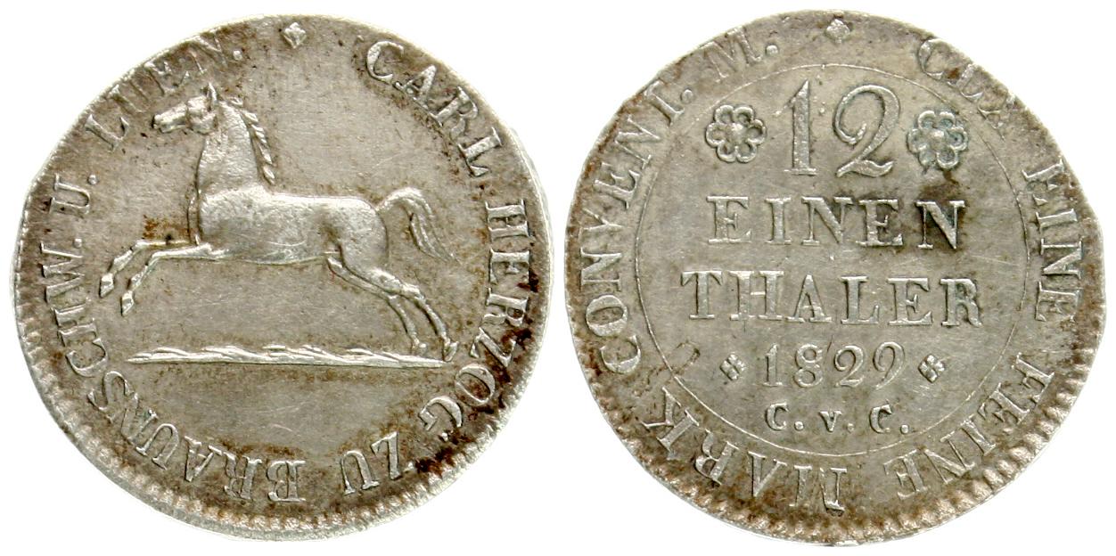  Braunschweig-Lüneburg: Karl, 1850-1830,  1/12 Taler 1829, ERHALTUNG, näheres unten!   