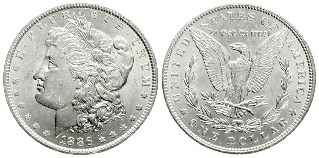  USA: 1 Dollar 1886, Morgan Typ, prachtvoll erhalten! näheres siehe unten!   