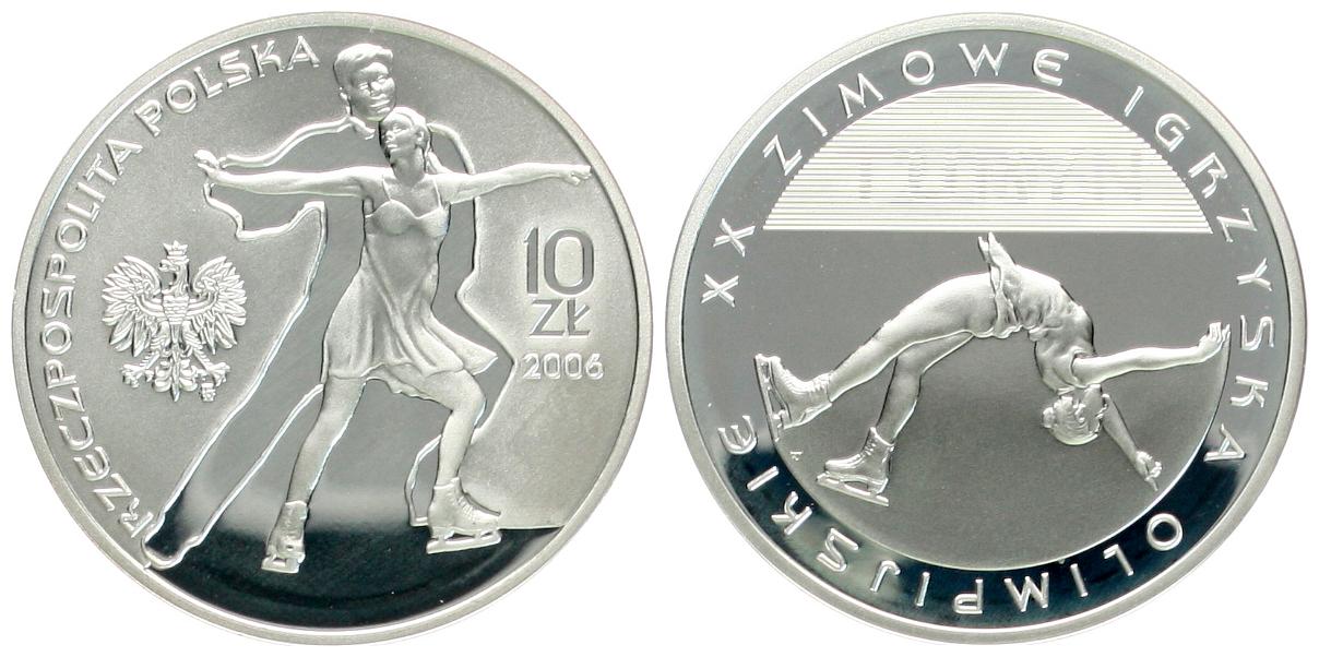  Polen: 10 Zlotych, Eiskunstlauf, Turin 2006 pp, näheres unten!   