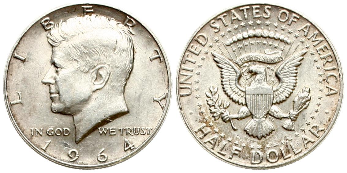  USA: 1/2 Dollar 1964, J.F.Kennedy, näheres unten!   