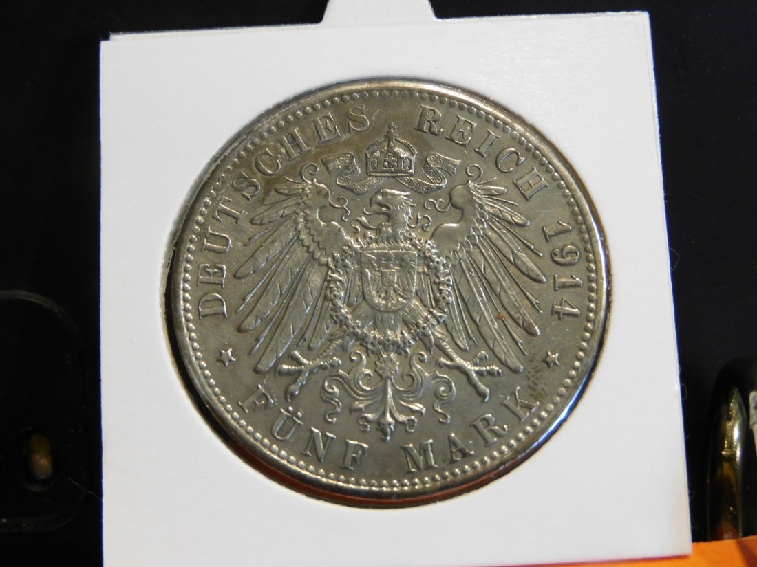  GERMANY 5 MARK 1914 BAVARIA.GRADE-PLEASE SEE PHOTOS.   