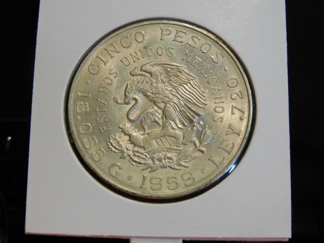  MEXICO 5 PESOS 1959.GRADE-PLEASE SEE PHOTOS.   
