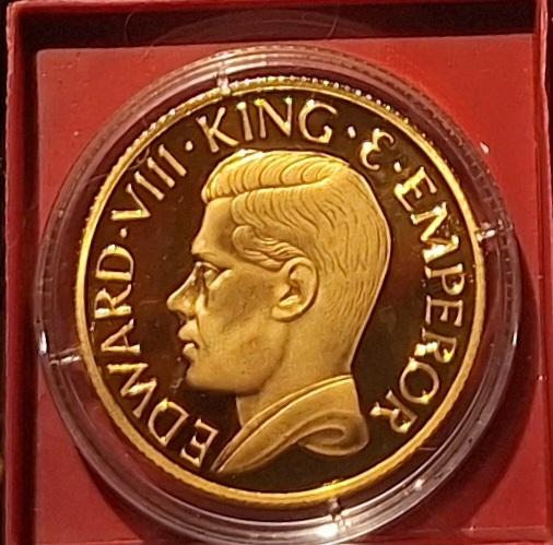  England,25 Euro,1996, 60Jahre Abdankung Edward VIII, Metall vergoldet ex 2.000+Zertifikat   