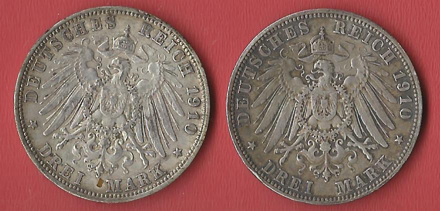  2x3 Mark Bayern 1910 Koblenzer Muenzen Studio Münzankauf Koblenz Frank Maurer AL520   