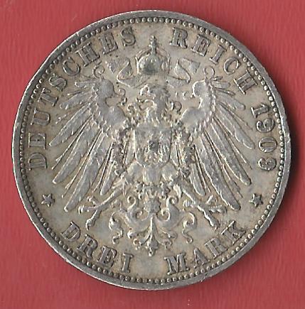  3 Mark Wuerttemberg 1909 Koblenzer Muenzen Studio Münzankauf Koblenz Frank Maurer AL521   