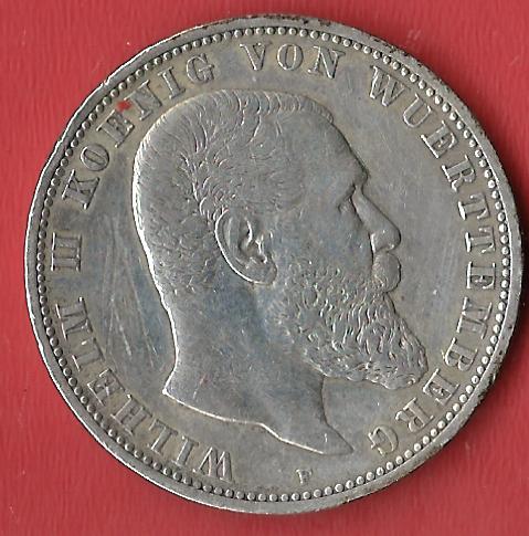  5 Mark Wuerttemberg 1898 Koblenzer Muenzen Studio Münzankauf Koblenz Frank Maurer AL523   