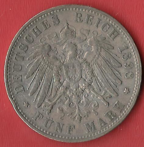  5 Mark Wuerttemberg 1898 Koblenzer Muenzen Studio Münzankauf Koblenz Frank Maurer AL523   