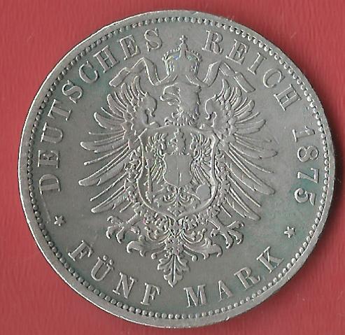  5 Mark Wilhelm I 1875 Koblenzer Muenzen Studio Münzankauf Koblenz Frank Maurer AL524   